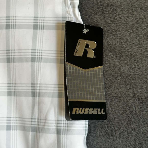 Russell Athletic White and Gray Flat Front Mens Shorts SZ 44 - Picture 10 of 14